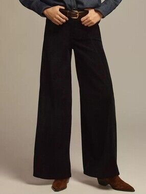 Anthropologie Black Corduroy Wide Leg Pants